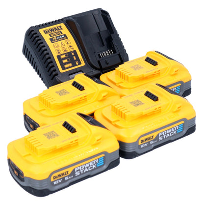 Kit de démarrage de batterie Dewalt 18 V DCB 115 H4 4x batterie Powerstack 5,0 Ah + chargeur DCB 115 XR