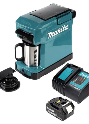 Cafetera Makita DCM 501 RT a batería, portátil + 1 batería de 5,0 Ah y cargador