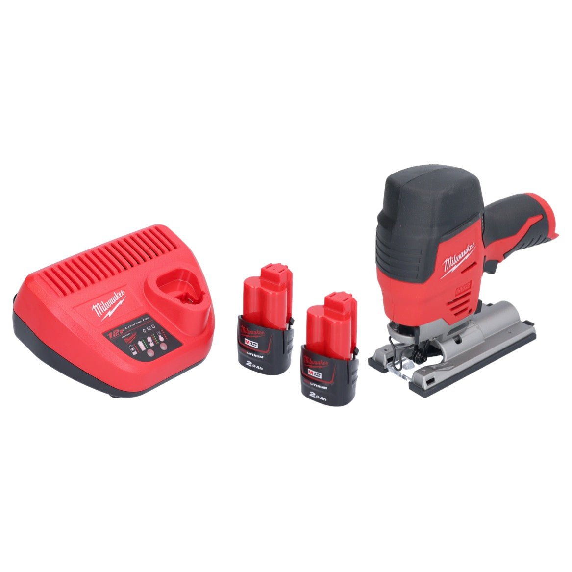 Scie sauteuse à batterie Milwaukee M12 JS-202 12 V + 2x batteries 2,0 Ah + chargeur