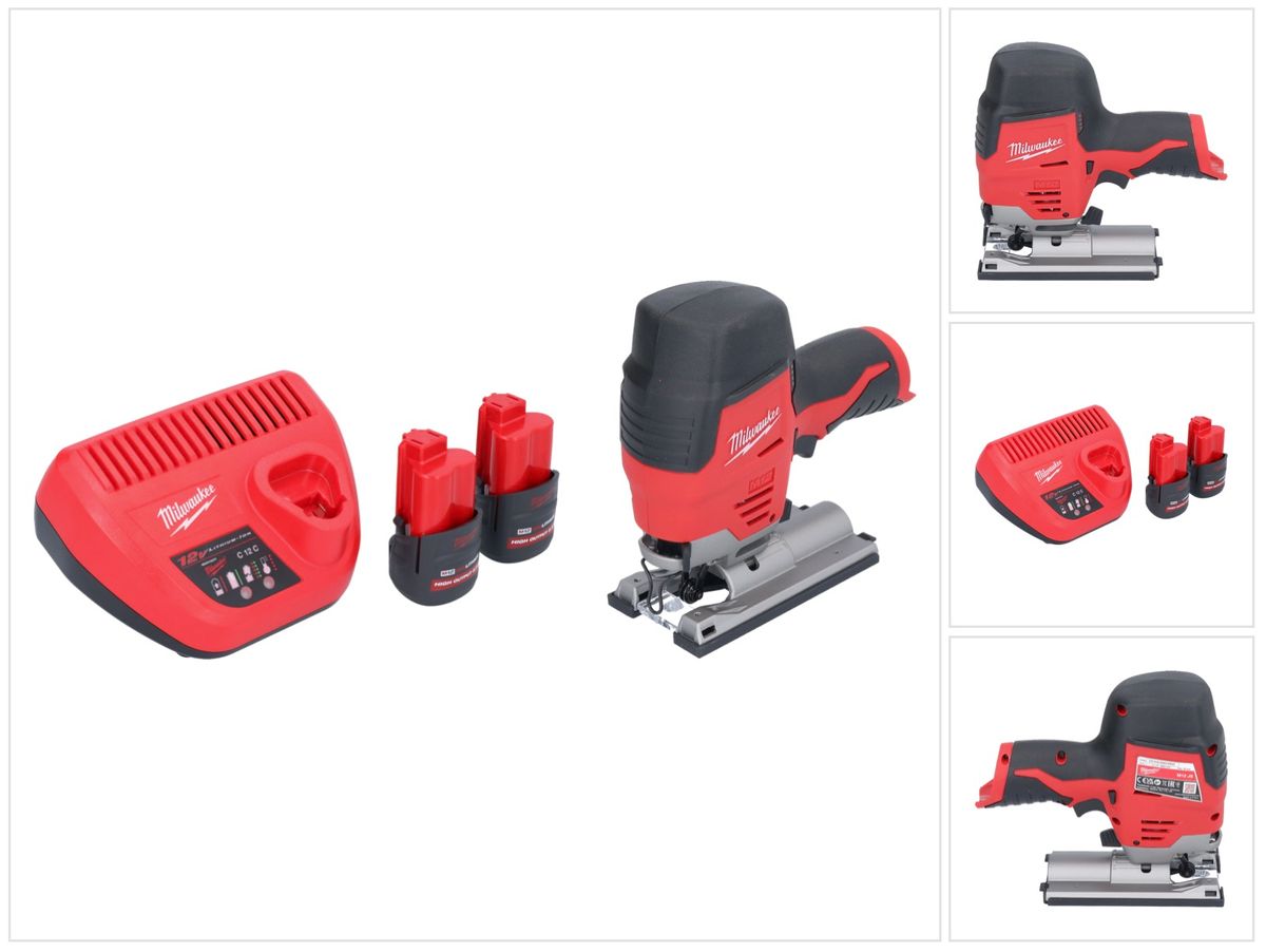 Milwaukee M12 JS-252 Akku Stichsäge 12 V + 2x Akku 2,5 Ah + Ladegerät