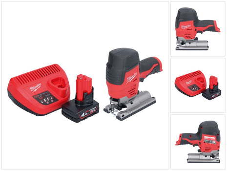 Scie sauteuse à batterie Milwaukee M12 JS-401 12 V + 1x batterie 4,0 Ah + chargeur