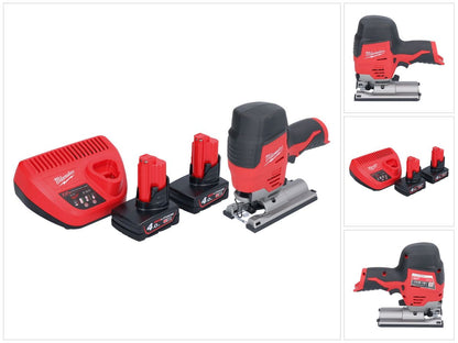 Scie sauteuse à batterie Milwaukee M12 JS-402 12 V + 2x batteries 4,0 Ah + chargeur