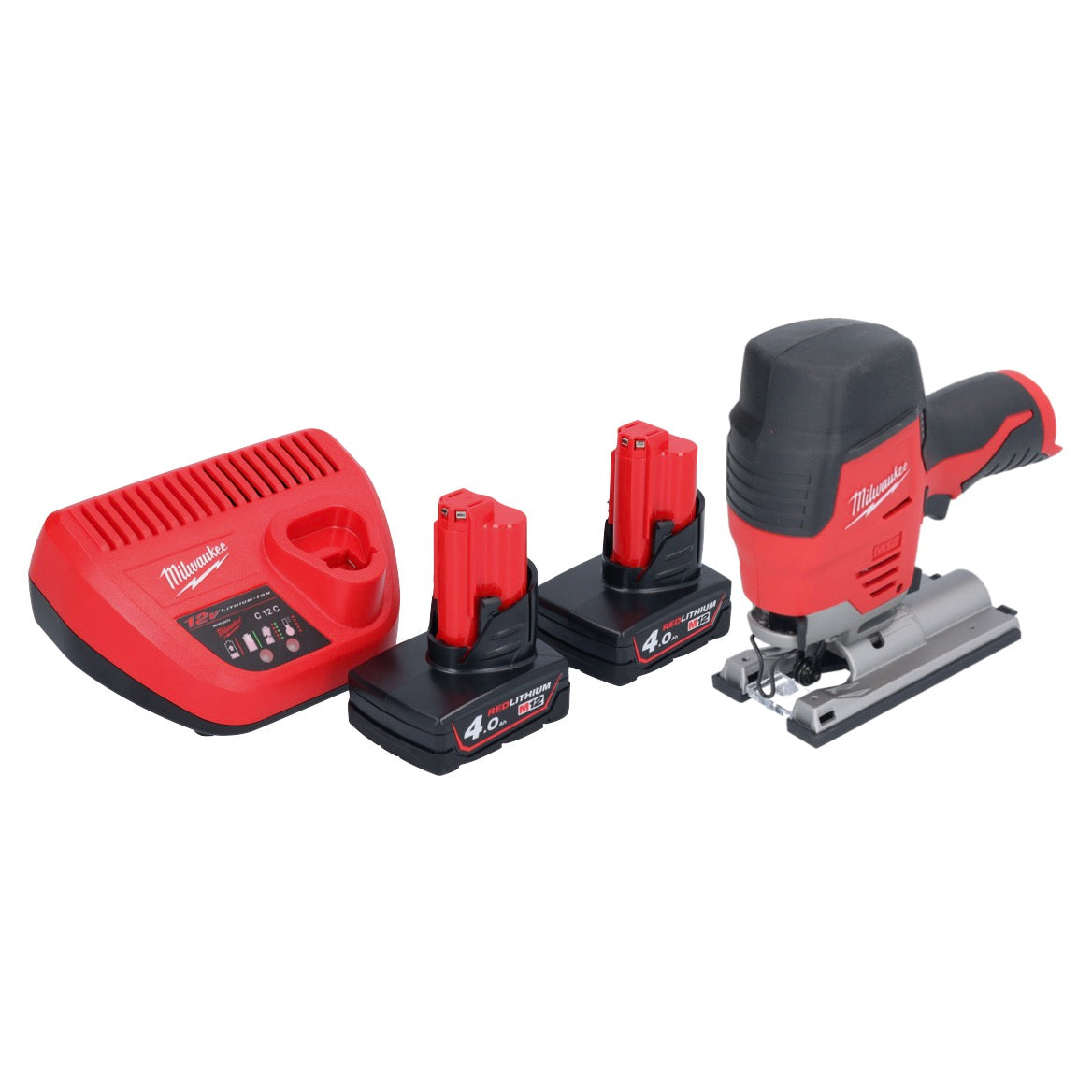 Scie sauteuse à batterie Milwaukee M12 JS-402 12 V + 2x batteries 4,0 Ah + chargeur