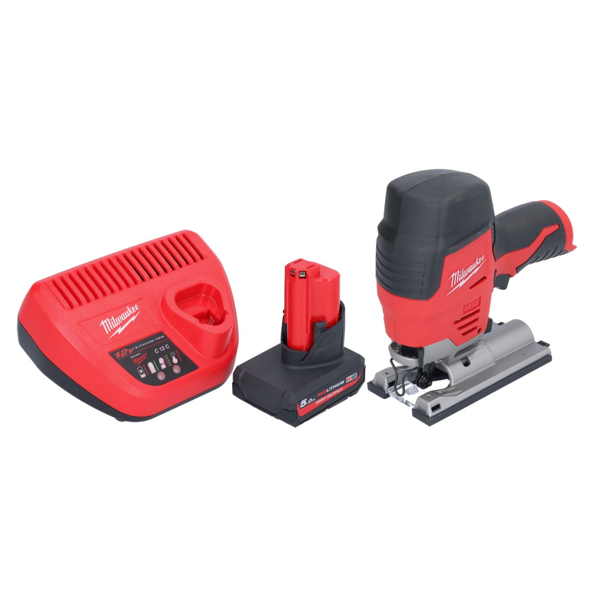 Milwaukee M12 JS-501 Akku Stichsäge 12 V + 1x Akku 5,0 Ah + Ladegerät