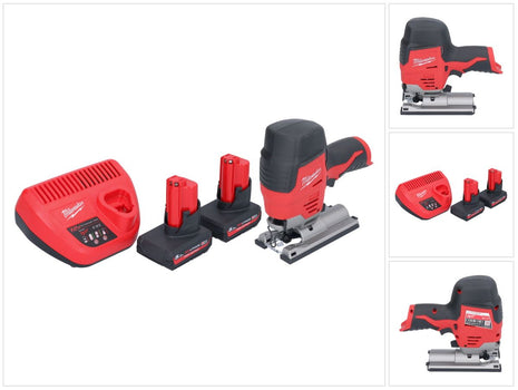 Scie sauteuse à batterie Milwaukee M12 JS-502 12 V + 2x batteries 5,0 Ah + chargeur