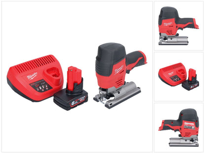 Scie sauteuse à batterie Milwaukee M12 JS-601 12 V + 1x batterie 6,0 Ah + chargeur