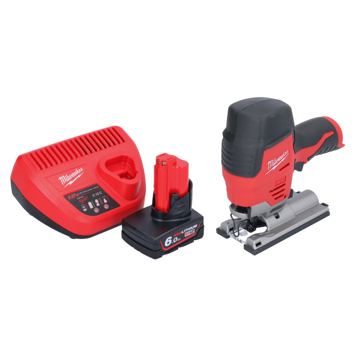 Milwaukee M12 JS-601 Akku Stichsäge 12 V + 1x Akku 6,0 Ah + Ladegerät