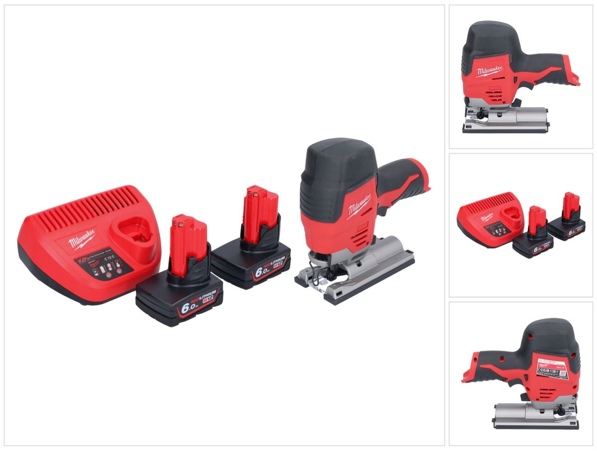 Scie sauteuse à batterie Milwaukee M12 JS-602 12 V + 2x batteries 6,0 Ah + chargeur