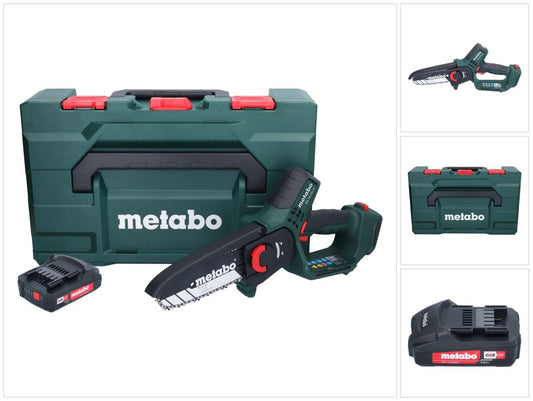 Metabo MS 18 LTX 15 Akku Gehölzsäge 18 V 15 cm 5 m/s + 1x Akku 2,0 Ah + metaBOX - ohne Ladegerät