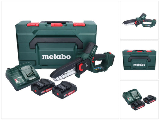 Scie à bois à batterie Metabo MS 18 LTX 15 18 V 15 cm 5 m/s + 2x batterie 2,0 Ah + chargeur + métaBOX