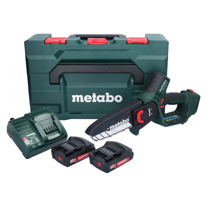 Scie à bois à batterie Metabo MS 18 LTX 15 18 V 15 cm 5 m/s + 2x batterie 2,0 Ah + chargeur + métaBOX