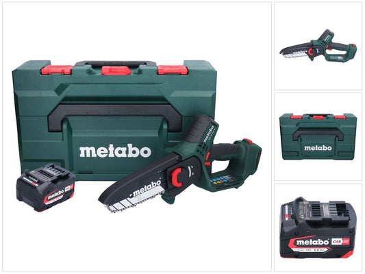 Metabo MS 18 LTX 15 Akku Gehölzsäge 18 V 15 cm 5 m/s + 1x Akku 4,0 Ah + metaBOX - ohne Ladegerät