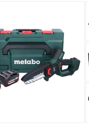 Scie à bois à batterie Metabo MS 18 LTX 15 18 V 15 cm 5 m/s + 2x batterie 4,0 Ah + chargeur + métaBOX