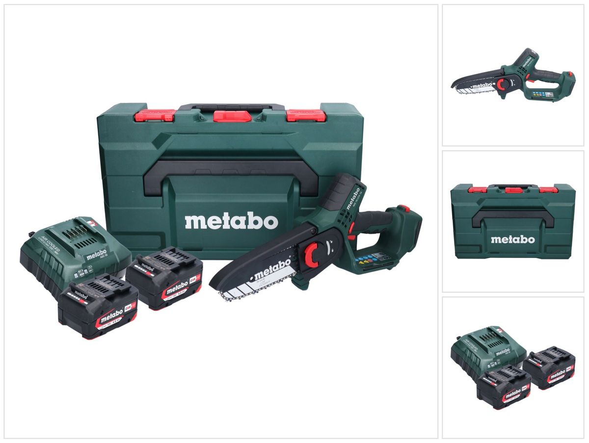 Scie à bois à batterie Metabo MS 18 LTX 15 18 V 15 cm 5 m/s + 2x batterie 4,0 Ah + chargeur + métaBOX