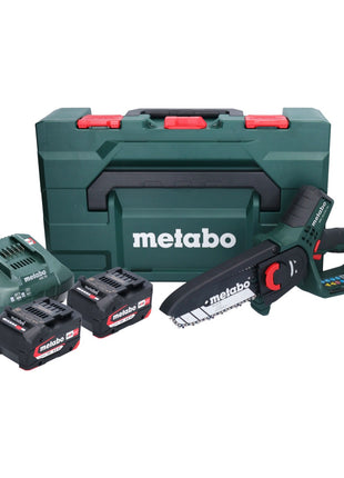 Scie à bois à batterie Metabo MS 18 LTX 15 18 V 15 cm 5 m/s + 2x batterie 4,0 Ah + chargeur + métaBOX