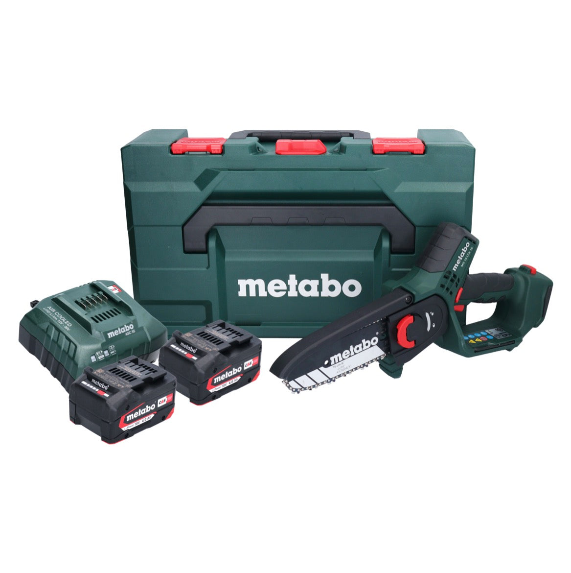 Scie à bois à batterie Metabo MS 18 LTX 15 18 V 15 cm 5 m/s + 2x batterie 4,0 Ah + chargeur + métaBOX