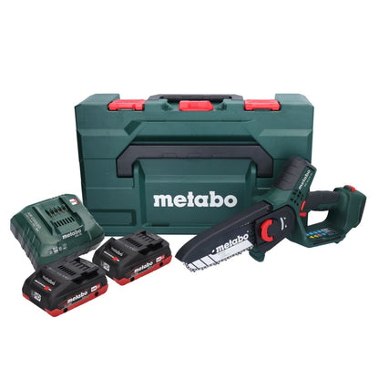 Scie à bois à batterie Metabo MS 18 LTX 15 18 V 15 cm 5 m/s + 2x batterie 4,0 Ah + chargeur + métaBOX