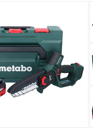 Scie à bois à batterie Metabo MS 18 LTX 15 18 V 15 cm 5 m/s + 1x batterie 5,5 Ah + métaBOX - sans chargeur