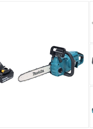 Tronçonneuse à batterie Makita DUC 357 RTX2 18 V 35 cm 7,7 m/s sans balai + 1x batterie 5,0 Ah + chargeur