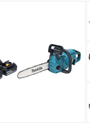 Tronçonneuse à batterie Makita DUC 357 RT2X2 18 V 35 cm 7,7 m/s sans balai + 2x batteries 5,0 Ah + chargeur