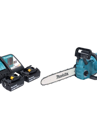 Tronçonneuse à batterie Makita DUC 357 RT2X2 18 V 35 cm 7,7 m/s sans balai + 2x batteries 5,0 Ah + chargeur