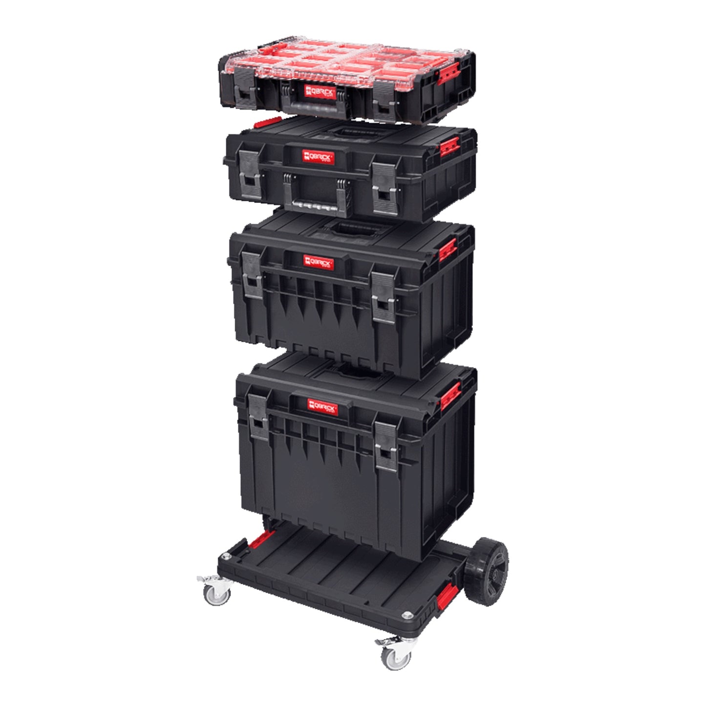 Plateforme de transport Qbrick System ONE empilable 745 x 510 x 180 mm avec roues pivotantes en métal et frein