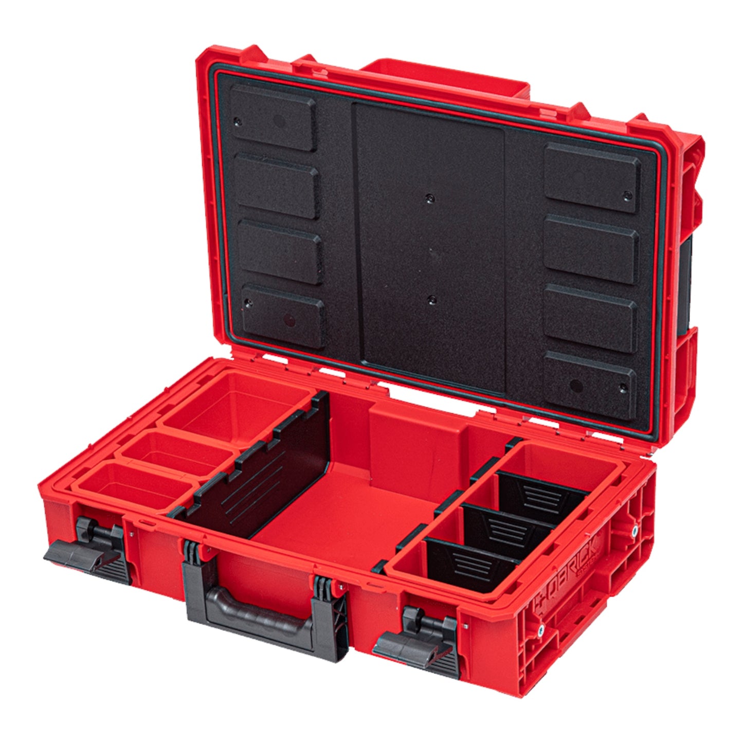 Qbrick System ONE 200 2.0 Technik RED ULTRA HD Custom Werkzeugkoffer modularer Organizer 585 x 385 x 190 mm 15,4 l stapelbar IP66