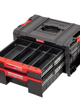 Qbrick System PRO Tiroir 2 Toolbox 2.0 Basic empilable 450 x 310 x 244 mm 4,5 l 9,5 l IP54 avec deux tiroirs 5 séparateurs