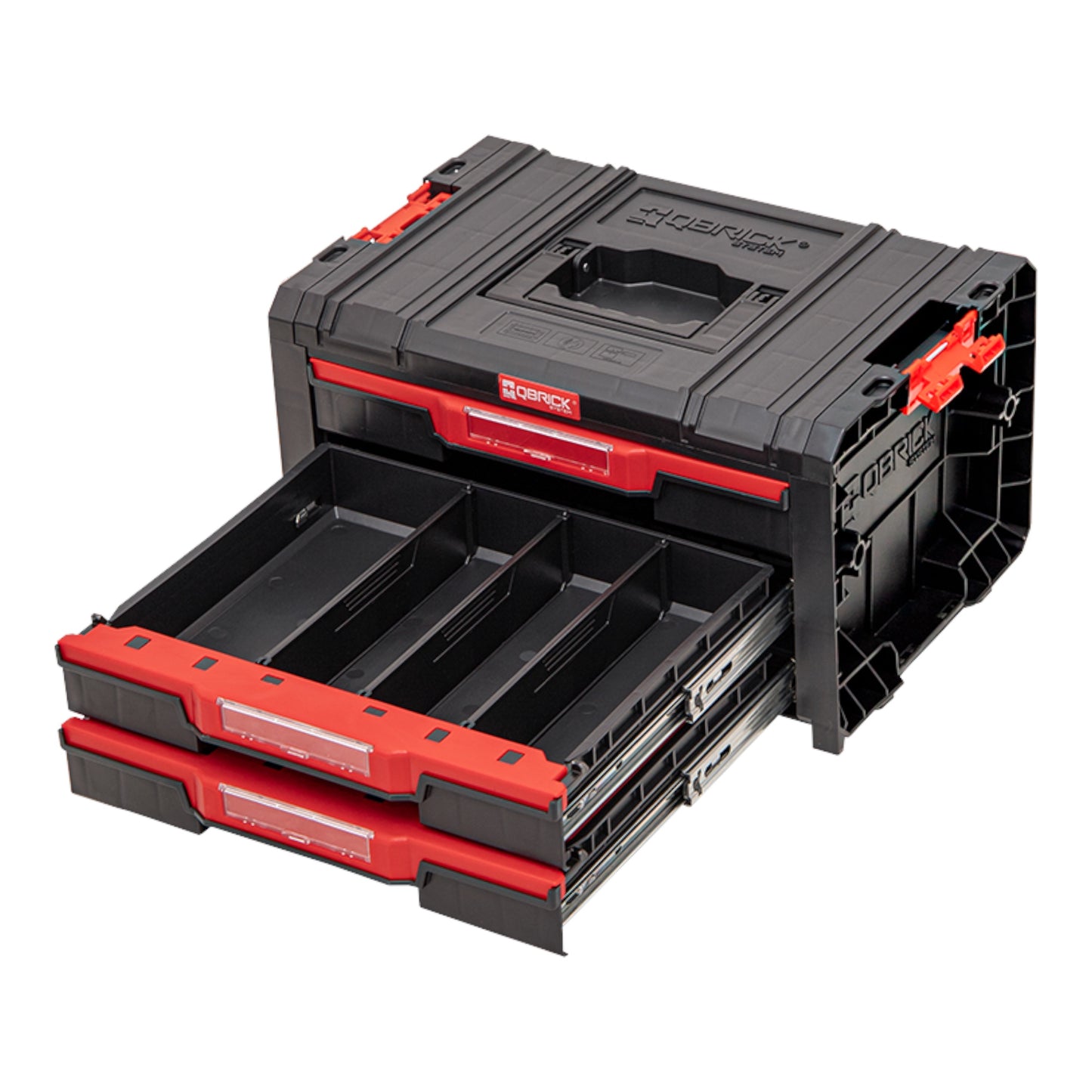 Qbrick System PRO Drawer 3 Toolbox 2.0 Basic stapelbar 450 x 310 x 244 mm 3x 4,5 l IP54 mit drei Schubläden 9 Inlays