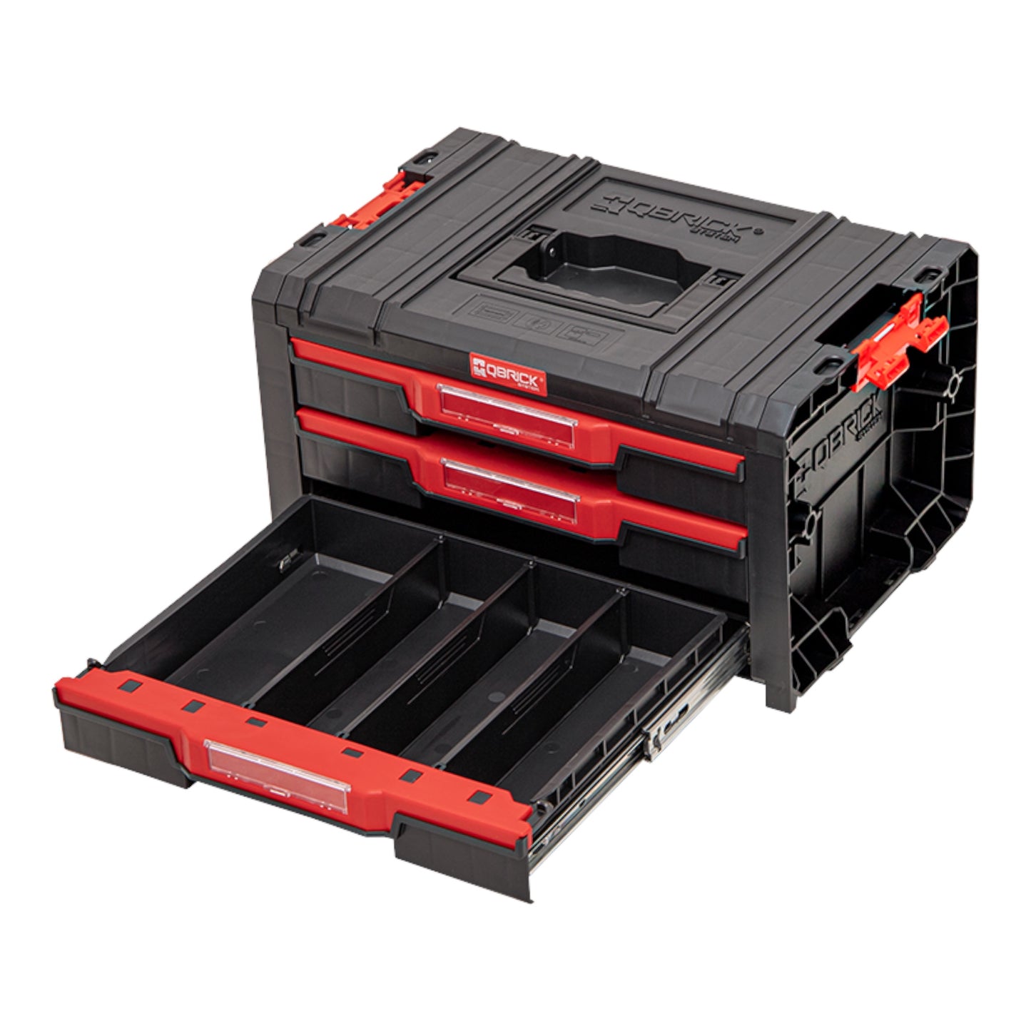 Qbrick System PRO Drawer 3 Toolbox 2.0 Basic empilable 450 x 310 x 244 mm 3x 4,5 l IP54 avec trois tiroirs 9 inserts