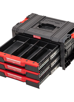 Qbrick System PRO Drawer 3 Toolbox 2.0 Basic empilable 450 x 310 x 244 mm 3x 4,5 l IP54 avec trois tiroirs 9 inserts