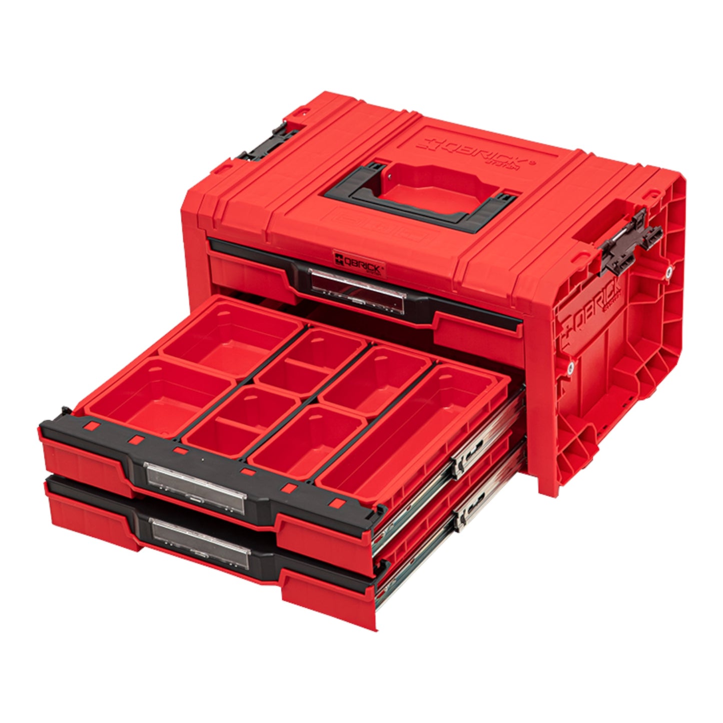 Qbrick System PRO Drawer 3 Toolbox 2.0 Expert RED ULTRA HD mallette à outils 450 x 310 x 244 mm 13,5 l empilable IP54 avec 3 tiroirs