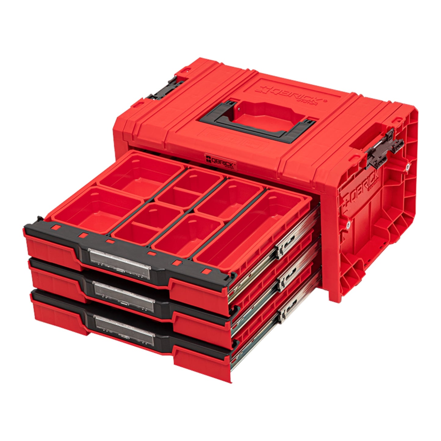 Qbrick System PRO Drawer 3 Toolbox 2.0 Expert RED ULTRA HD mallette à outils 450 x 310 x 244 mm 13,5 l empilable IP54 avec 3 tiroirs