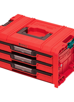 Qbrick System PRO Drawer 3 Toolbox 2.0 Expert RED ULTRA HD Werkzeugkoffer 450 x 310 x 244 mm 13,5 l stapelbar IP54 mit 3 Schubladen