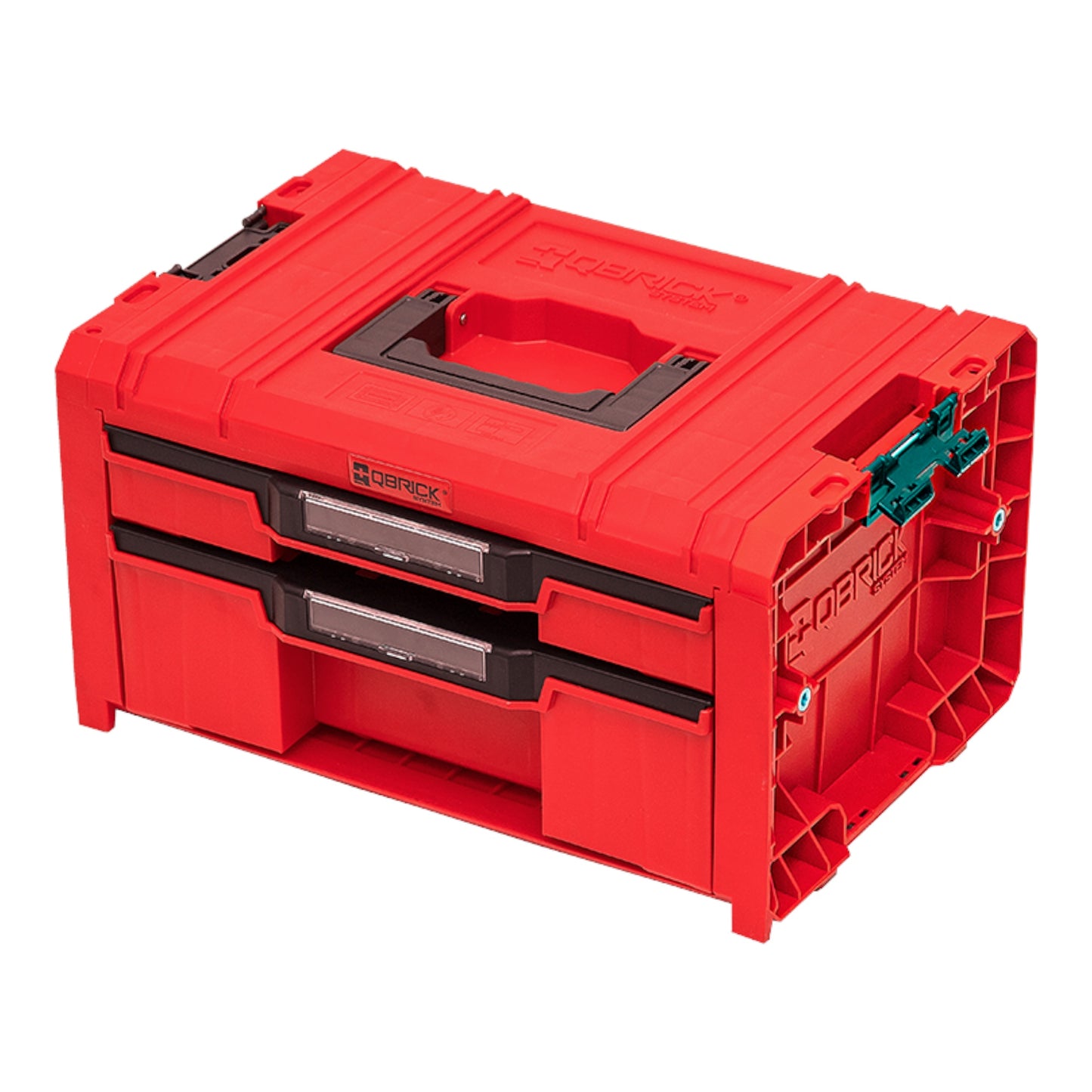 Qbrick System PRO Drawer 2 Toolbox 2.0 Expert RED ULTRA HD Werkzeugkoffer 450 x 310 x 244 mm 14 l stapelbar IP54 mit 2 Schubladen