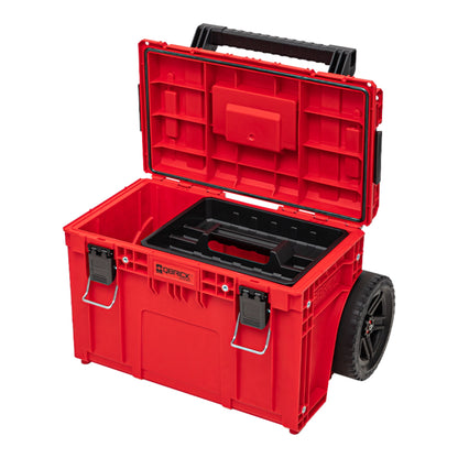 Qbrick System PRIME Cart RED ULTRA HD Custom stapelbar 590 x 425 x 660 mm 37 l IP66 100 kg belastbar mit Doppelteleskopstiel aus Aluminium