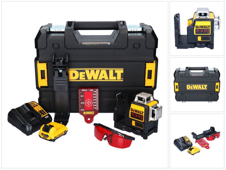 DeWalt DCE 089 D1R batterie laser multiligne 12 V 3x 360° rouge + 1x batterie 2,0 Ah + chargeur + TSTAK