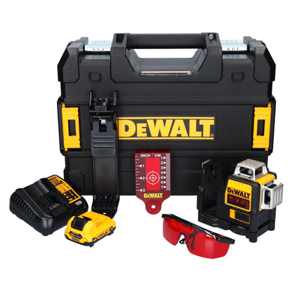 DeWalt DCE 089 D1R batterie laser multiligne 12 V 3x 360° rouge + 1x batterie 2,0 Ah + chargeur + TSTAK