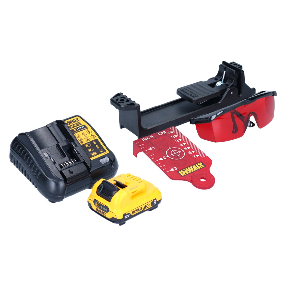 DeWalt DCE 089 D1R batterie laser multiligne 12 V 3x 360° rouge + 1x batterie 2,0 Ah + chargeur + TSTAK