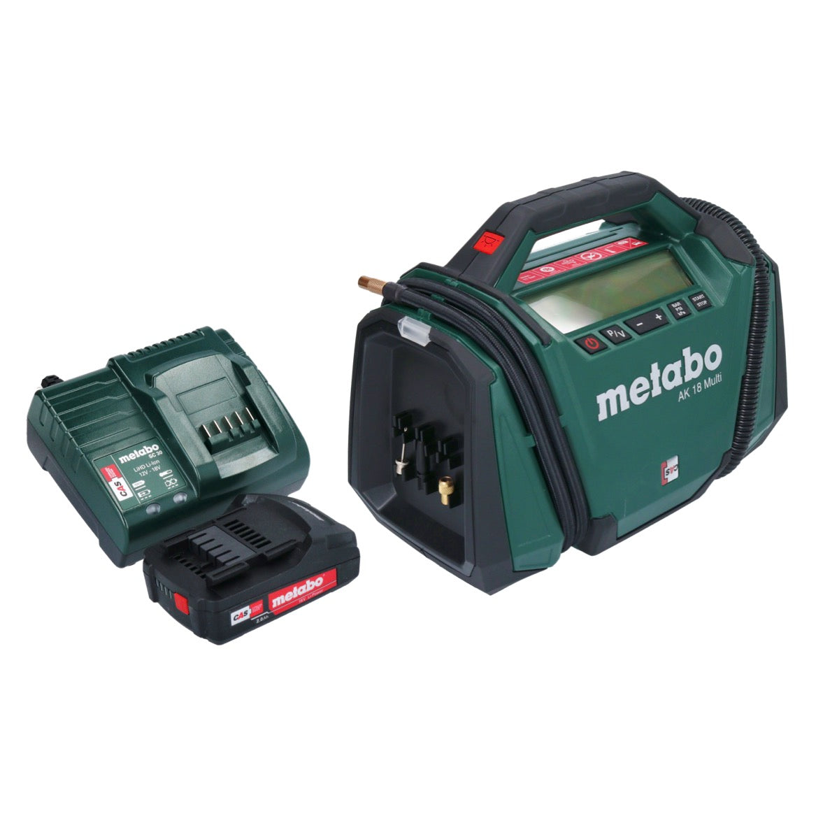 Metabo AK 18 Multi Akku Kompressor 18 V 11 bar + 1x Akku 2,0 Ah + Ladegerät