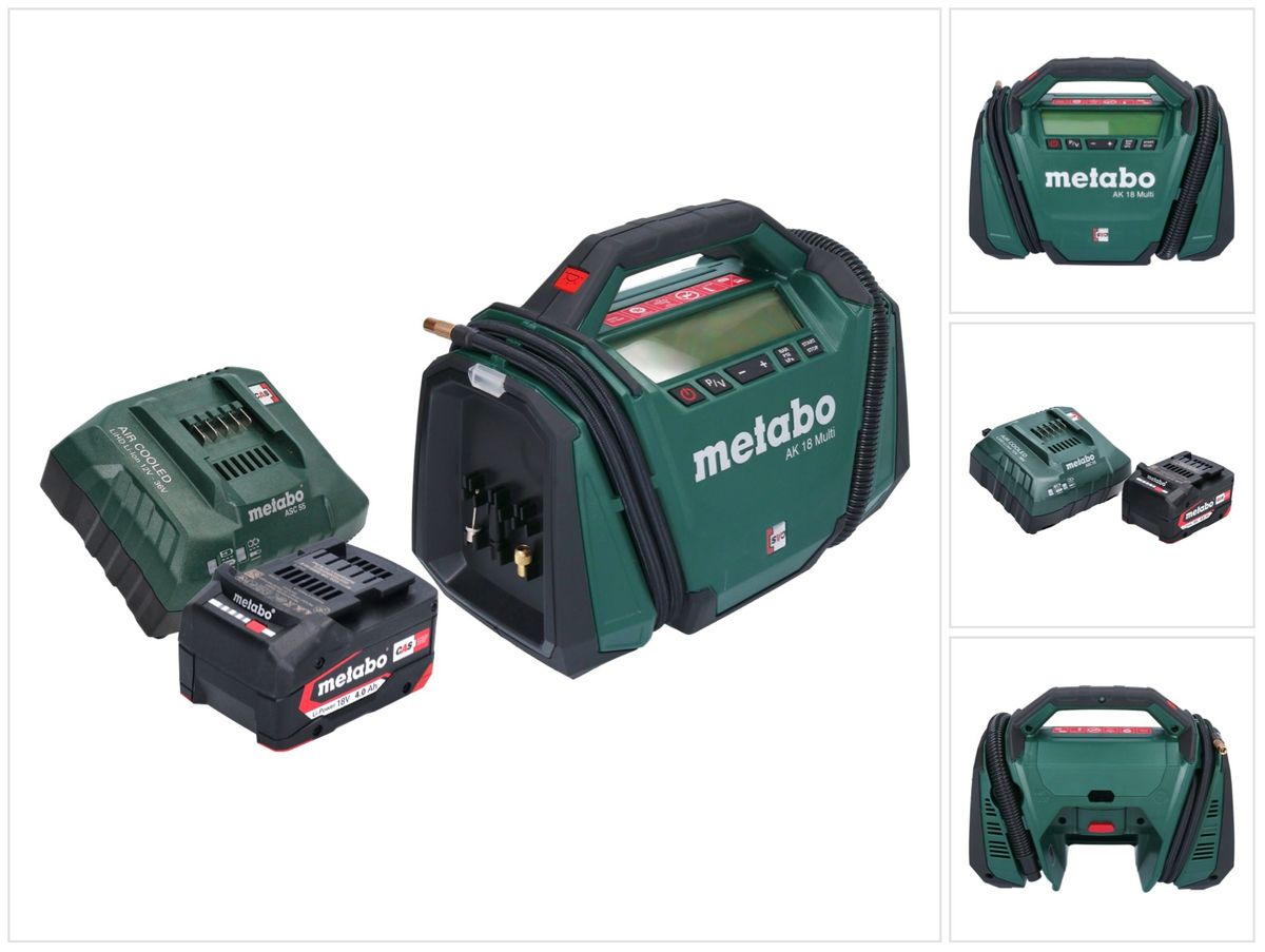 Metabo AK 18 Multi Akku Kompressor 18 V 11 bar + 1x Akku 4,0 Ah + Ladegerät