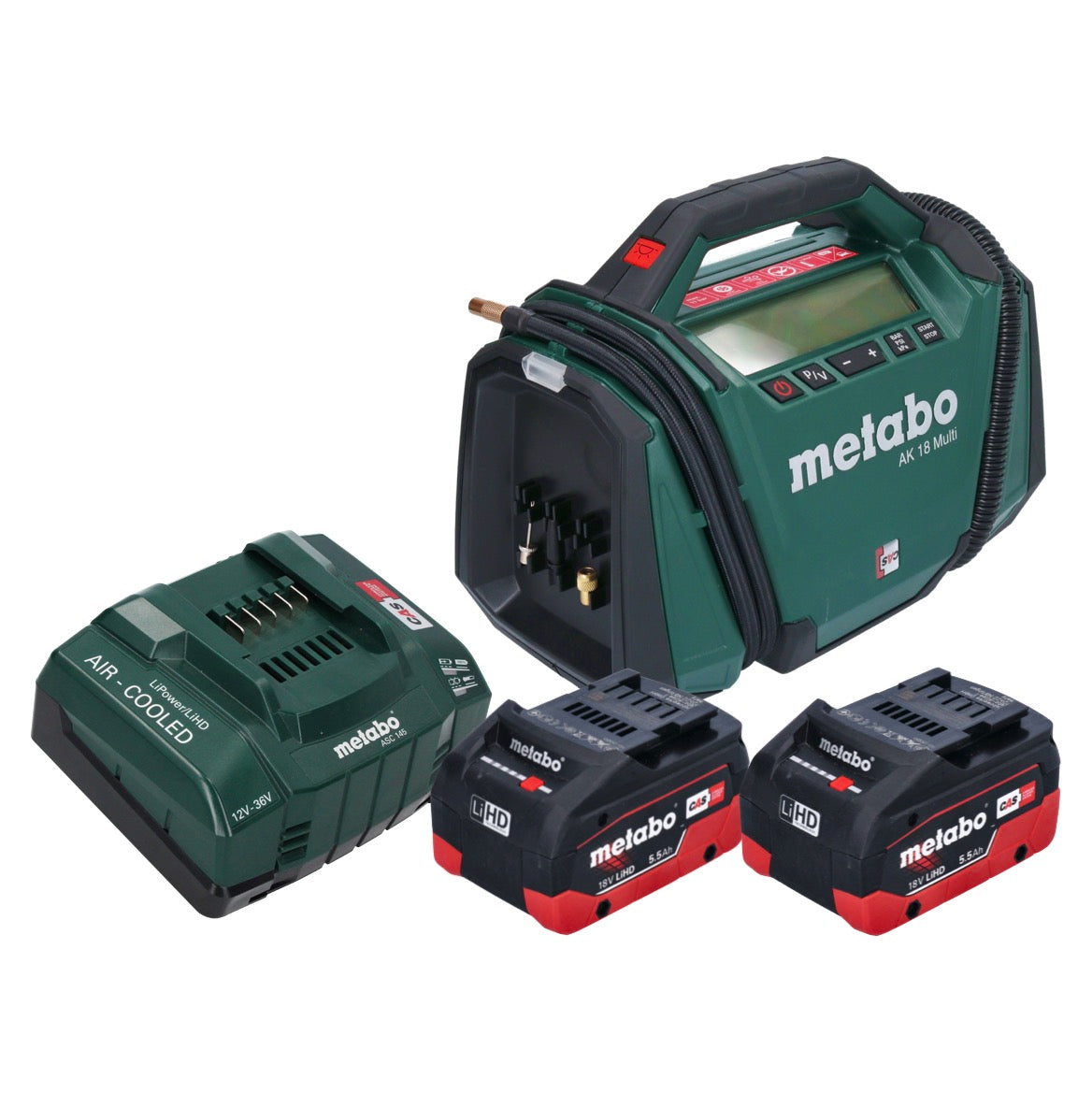 Metabo AK 18 Multi Akku Kompressor 18 V 11 bar + 2x Akku 5,5 Ah + Ladegerät