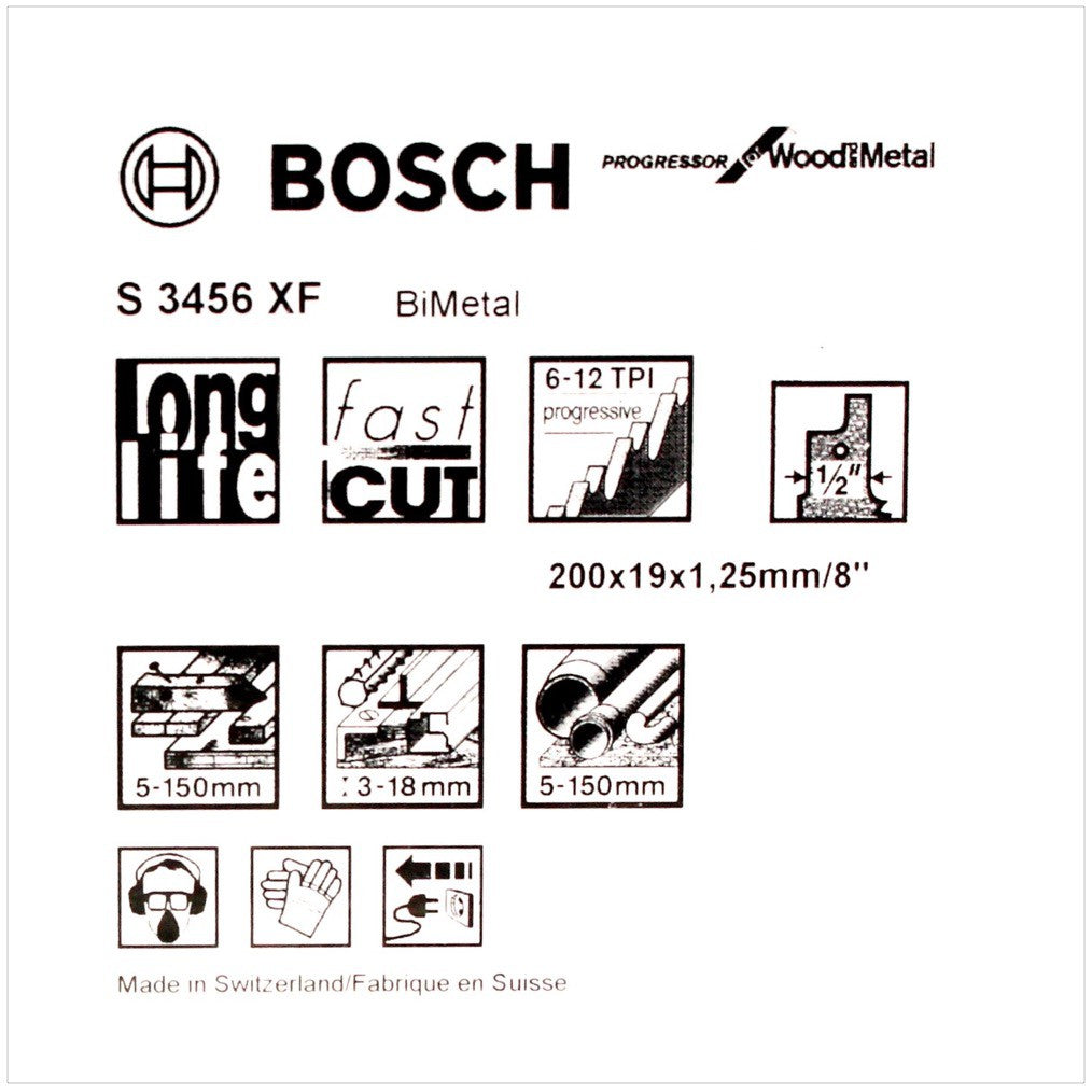 Bosch 5 Säbelsägeblätter 200 mm Progressor for Wood and Metal S 3456 XF / S3456XF ( 2608654406 ) - Toolbrothers