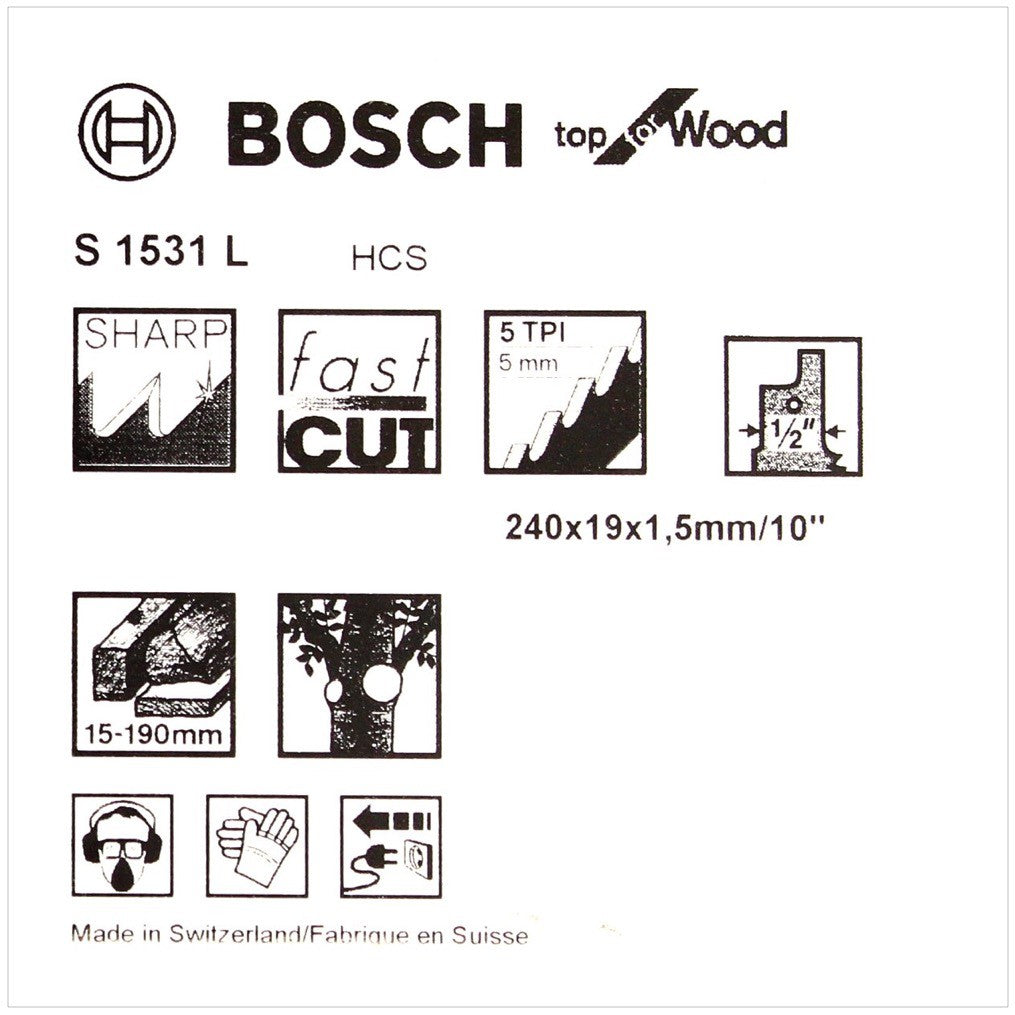 Bosch 5 Säbelsägeblätter 240 mm Top for Wood S 1531 L / S1531L ( 2608650676 ) - Toolbrothers