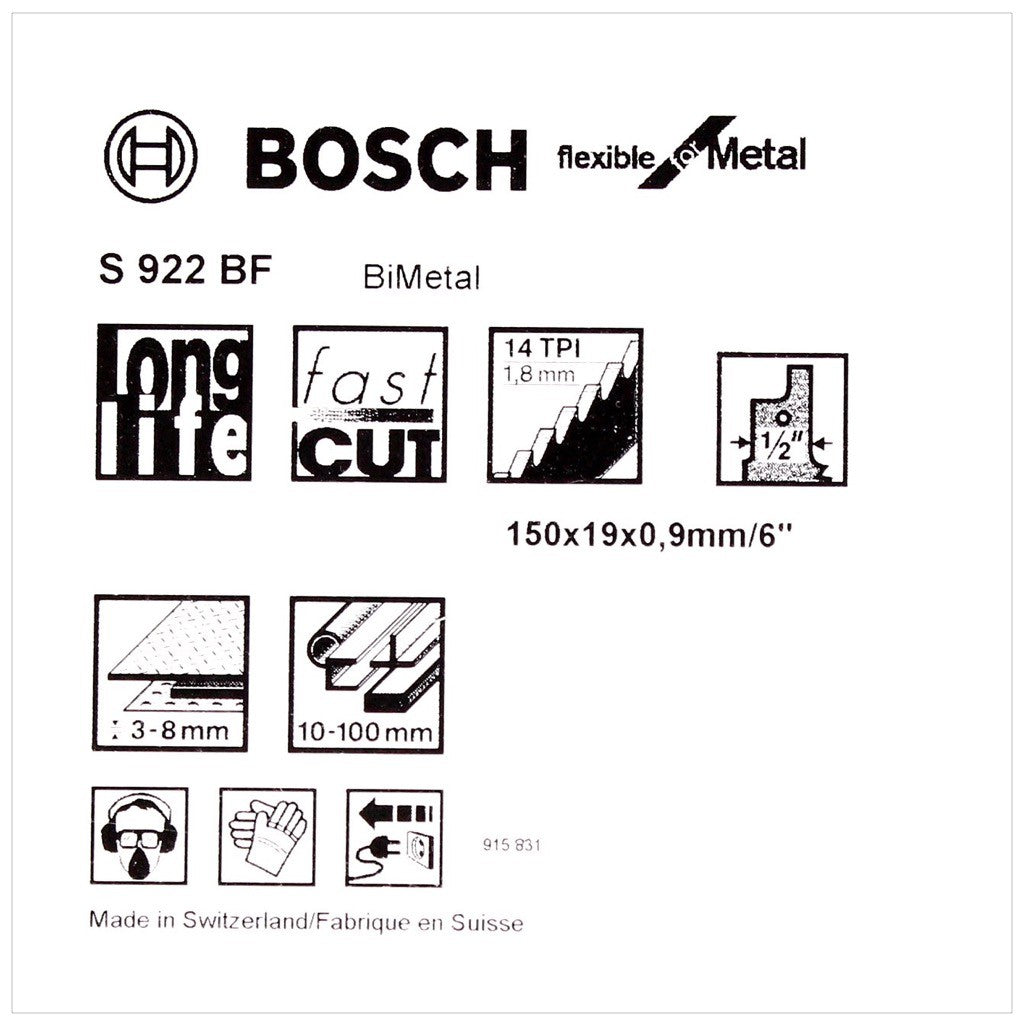 Bosch 5 Säbelsägeblätter 150 mm Flexible for Metal S 922 BF / S922BF ( 2608656014 ) - Toolbrothers