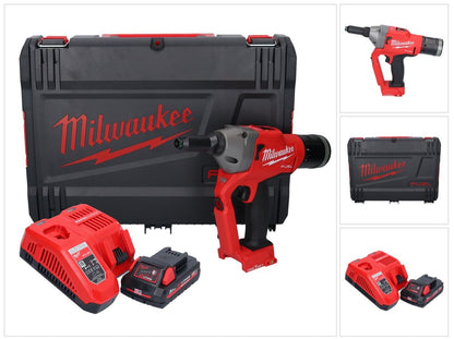 Riveteuse aveugle sur batterie Milwaukee M18 ONEFPRT-301X 18 V 20 kN sans balais + 1x batterie 3,0 Ah + chargeur + boîtier HD