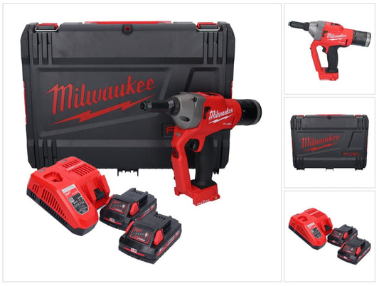 Riveteuse aveugle sur batterie Milwaukee M18 ONEFPRT-302X 18 V 20 kN sans balais + 2x batterie 3,0 Ah + chargeur + boîtier HD