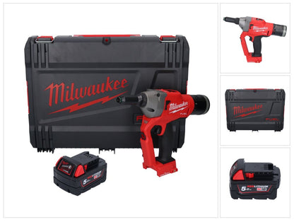 Riveteuse aveugle sur batterie Milwaukee M18 ONEFPRT-501X 18 V 20 kN sans balais + 1x batterie 5,0 Ah + boîtier HD - sans chargeur