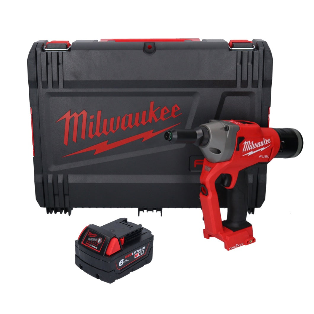 Riveteuse aveugle sur batterie Milwaukee M18 ONEFPRT-601X 18 V 20 kN sans balais + 1x batterie 6,0 Ah + boîtier HD - sans chargeur