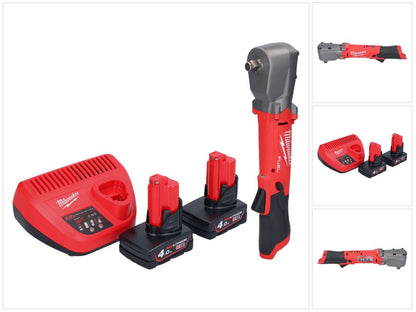 Clé à chocs angulaire sur batterie Milwaukee M12 FRAIWF12-402 12 V 1/2" 270 Nm sans balai + 2x batterie 4,0 Ah + chargeur